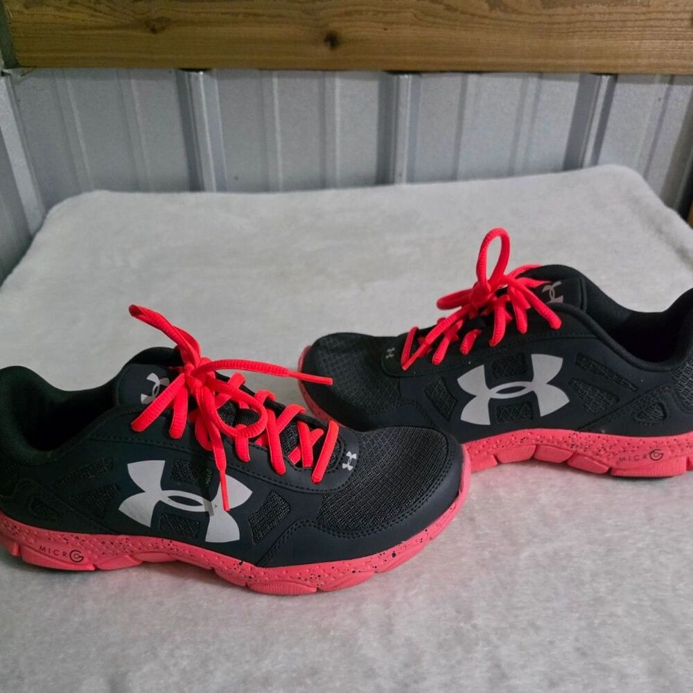 Under Armour Micro G Women’s Running Shoes Size 8.5 Gray Hot Coral Pink